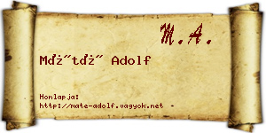 Máté Adolf névjegykártya